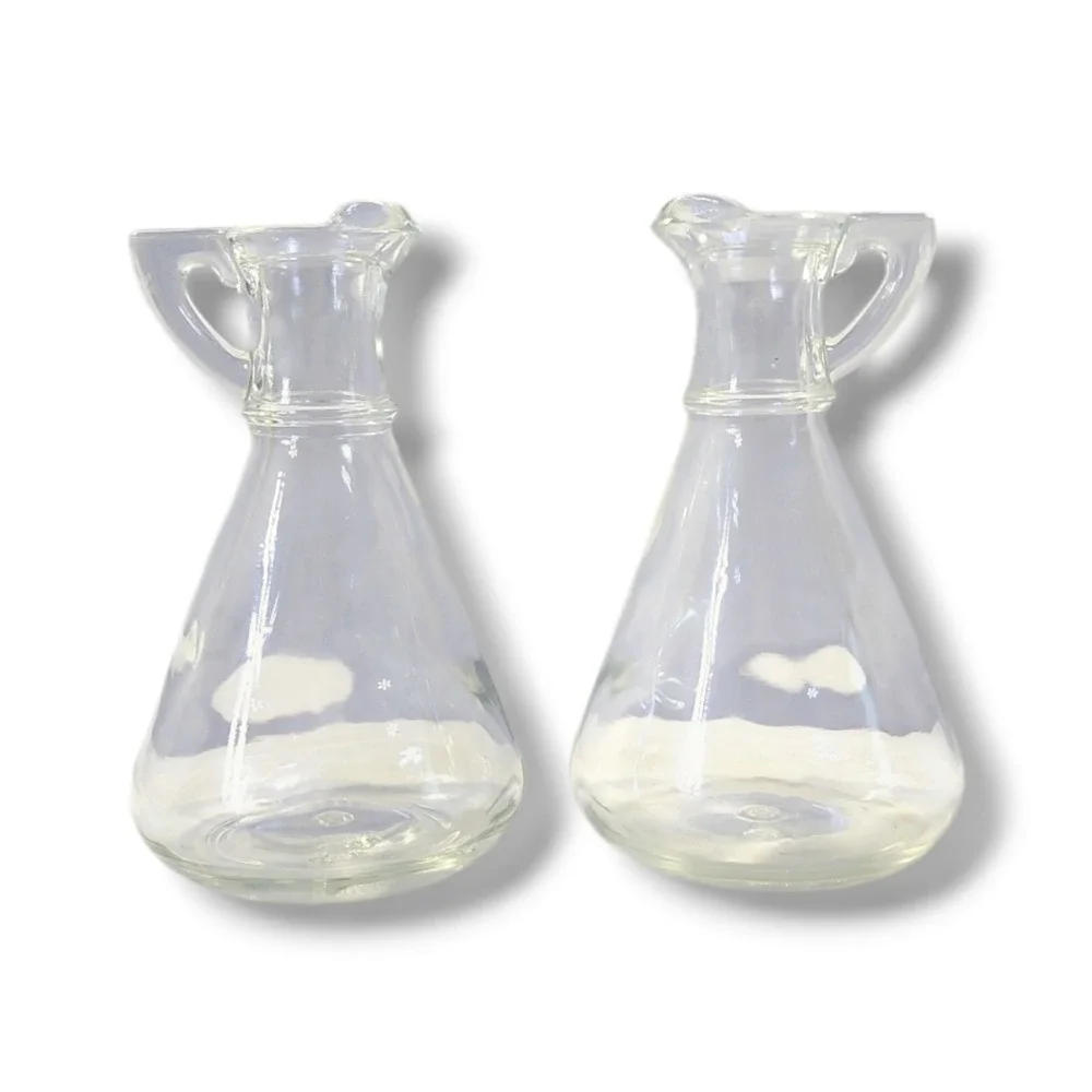 Vintage Everlast Clear‎ Glass Oil and Vinegar Cruet No Toppers Set of 2